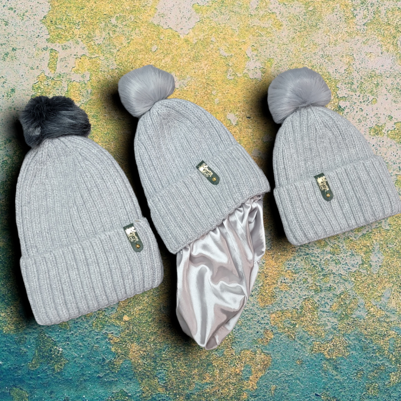 Detatchable Knit Hat + Satin